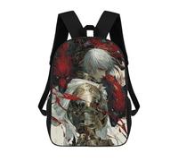 sinyumoney Kids School Backpack 3D Printed Fantasy Warrior with Wolves Art Print Backpack Rucksack Sports Backpacks for Boys And Girls Fashion Knapsack 17inch