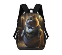 sinyumoney Kids School Backpack 3D Printed Fat Cat Stylish Suit Backpack Rucksack Sports Backpacks For Boys And Girls Fashion Knapsack 17inch