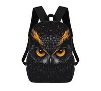 sinyumoney Kids School Backpack 3D Printed Fierce Owl Vector Portrait with Fiery Orange Eyes Backpack Rucksack Sports Backpacks For Boys And Girls Fashion Knapsack 17inch