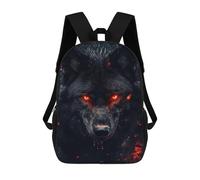 sinyumoney Kids School Backpack 3D Printed Fiery Wolf Backpack Rucksack Sports Backpacks For Boys And Girls Fashion Knapsack 17inch