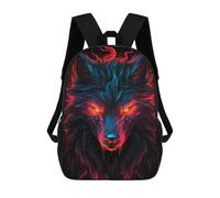 sinyumoney Kids School Backpack 3D Printed Fiery Wolf Portrait Backpack Rucksack Sports Backpacks For Boys And Girls Fashion Knapsack 17inch