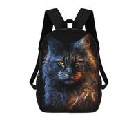 sinyumoney Kids School Backpack 3D Printed Flaming Cat Art Print 17 Inch Backpack Rucksack Sports Backpacks for Boys And Girls Fashion Knapsack