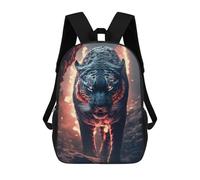 sinyumoney Kids School Backpack 3D Printed Flaming Tiger in Action Backpack Rucksack Sports Backpacks For Boys And Girls Fashion Knapsack 17inch
