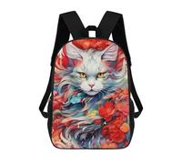 sinyumoney Kids School Backpack 3D Printed Floral Harmony Cat Backpack Rucksack Sports Backpacks For Boys And Girls Fashion Knapsack 17inch