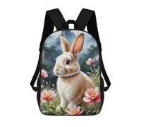 sinyumoney Kids School Backpack 3D Printed Floral Rabbit in Mountainscape 17 Inch Backpack Rucksack Sports Backpacks for Boys And Girls Fashion Knapsack