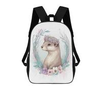 sinyumoney Kids School Backpack 3D Printed Floral Watercolor Otter Backpack Rucksack Sports Backpacks For Boys And Girls Fashion Knapsack 17inch