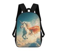 sinyumoney Kids School Backpack 3D Printed Flying Unicorn with Cape Backpack Rucksack Sports Backpacks For Boys And Girls Fashion Knapsack 17inch