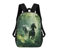 sinyumoney Kids School Backpack 3D Printed Forest Galloping Duo Backpack Rucksack Sports Backpacks For Boys And Girls Fashion Knapsack 17inch