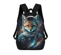 sinyumoney Kids School Backpack 3D Printed Fox Astronaut Space Art Print 17 Inch Backpack Rucksack Sports Backpacks for Boys And Girls Fashion Knapsack