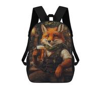 sinyumoney Kids School Backpack 3D Printed Fox with Beer in Tavern Backpack Rucksack Sports Backpacks For Boys And Girls Fashion Knapsack 17inch