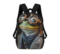 sinyumoney Kids School Backpack 3D Printed Funny And Cool Steampunk Frog Backpack Rucksack Sports Backpacks for Boys And Girls Fashion Knapsack 17inch