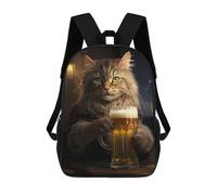 sinyumoney Kids School Backpack 3D Printed Funny Tavern Cat With Beer Backpack Rucksack Sports Backpacks For Boys And Girls Fashion Knapsack 17inch