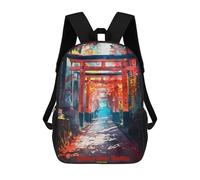 sinyumoney Kids School Backpack 3D Printed Fushimi Inari Taisha Art Backpack Rucksack Sports Backpacks for Boys And Girls Fashion Knapsack 17inch