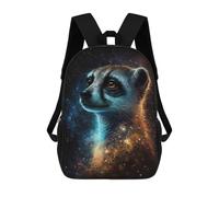 sinyumoney Kids School Backpack 3D Printed Galactic Meerkat Portrait 17 Inch Backpack Rucksack Sports Backpacks for Boys And Girls Fashion Knapsack
