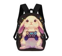 sinyumoney Kids School Backpack 3D Printed Gamer Bunny Backpack Rucksack Sports Backpacks For Boys And Girls Fashion Knapsack 17inch