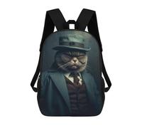 sinyumoney Kids School Backpack 3D Printed Gangster Cat 2 Backpack Rucksack Sports Backpacks for Boys And Girls Fashion Knapsack 17inch