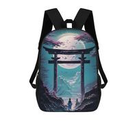 sinyumoney Kids School Backpack 3D Printed Geisha Moonlit Torii Backpack Rucksack Sports Backpacks For Boys And Girls Fashion Knapsack 17inch