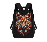sinyumoney Kids School Backpack 3D Printed Geometric Fox 17 Inch Backpack Rucksack Sports Backpacks for Boys And Girls Fashion Knapsack