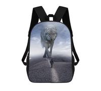 sinyumoney Kids School Backpack 3D Printed Giant Wolf Vs Man Mindset 17 Inch Backpack Rucksack Sports Backpacks for Boys And Girls Fashion Knapsack