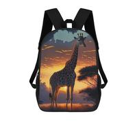 sinyumoney Kids School Backpack 3D Printed Giraffe Animal Sunset Backpack Rucksack Sports Backpacks for Boys And Girls Fashion Knapsack 17inch