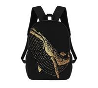 sinyumoney Kids School Backpack 3D Printed Gold Whale 19 Backpack Rucksack Sports Backpacks for Boys And Girls Fashion Knapsack 17inch