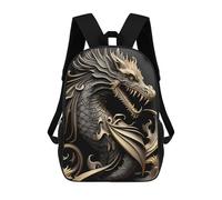 sinyumoney Kids School Backpack 3D Printed Golden Dragon Artwork-2 Backpack Rucksack Sports Backpacks For Boys And Girls Fashion Knapsack 17inch