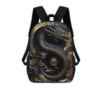 sinyumoney Kids School Backpack 3D Printed Golden Dragon Emperor 17 Inch Backpack Rucksack Sports Backpacks for Boys And Girls Fashion Knapsack