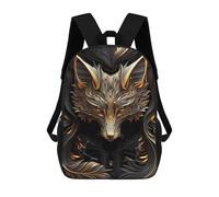 sinyumoney Kids School Backpack 3D Printed Golden Fox Art Deco 17 Inch Backpack Rucksack Sports Backpacks for Boys And Girls Fashion Knapsack