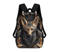 sinyumoney Kids School Backpack 3D Printed Golden Fox Portrait Art Deco 17 Inch Backpack Rucksack Sports Backpacks for Boys And Girls Fashion Knapsack
