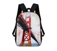 sinyumoney Kids School Backpack 3D Printed Golden Gate in Watercolor Backpack Rucksack Sports Backpacks For Boys And Girls Fashion Knapsack 17inch