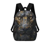 sinyumoney Kids School Backpack 3D Printed Golden Lion Sculpture Decor 17 Inch Backpack Rucksack Sports Backpacks for Boys And Girls Fashion Knapsack