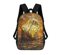 sinyumoney Kids School Backpack 3D Printed Golden Sinking Ship Backpack Rucksack Sports Backpacks For Boys And Girls Fashion Knapsack 17inch