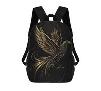 sinyumoney Kids School Backpack 3D Printed Golden Winged Eagle Backpack Rucksack Sports Backpacks for Boys And Girls Fashion Knapsack 17inch