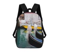 sinyumoney Kids School Backpack 3D Printed Gondola Prows Venice Backpack Rucksack Sports Backpacks for Boys And Girls Fashion Knapsack 17inch