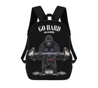 sinyumoney Kids School Backpack 3D Printed Gorilla Weightlifting Backpack Rucksack Sports Backpacks For Boys And Girls Fashion Knapsack 17inch