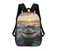 sinyumoney Kids School Backpack 3D Printed Great White Shark Sunset Backpack Rucksack Sports Backpacks For Boys And Girls Fashion Knapsack 17inch