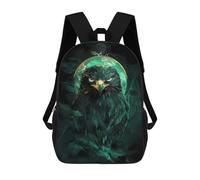 sinyumoney Kids School Backpack 3D Printed Green Eagle Falcon Bird with Moon Backpack Rucksack Sports Backpacks For Boys And Girls Fashion Knapsack 17inch
