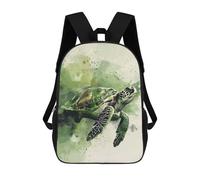 sinyumoney Kids School Backpack 3D Printed Green Sea Turtle Watercolor Backpack Rucksack Sports Backpacks For Boys And Girls Fashion Knapsack 17inch