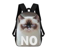 sinyumoney Kids School Backpack 3D Printed Grumpy Cat Says No Backpack Rucksack Sports Backpacks For Boys And Girls Fashion Knapsack 17inch