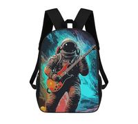sinyumoney Kids School Backpack 3D Printed Guitarist Astronaut 17 Inch Backpack Rucksack Sports Backpacks for Boys And Girls Fashion Knapsack