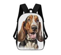 sinyumoney Kids School Backpack 3D Printed Happy Basset Hound Portrait Backpack Rucksack Sports Backpacks For Boys And Girls Fashion Knapsack 17inch