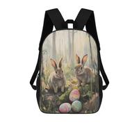 sinyumoney Kids School Backpack 3D Printed Happy Easter Bunny Painting Backpack Rucksack Sports Backpacks for Boys And Girls Fashion Knapsack 17inch