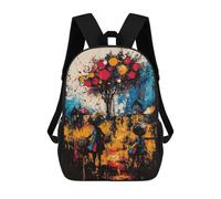 sinyumoney Kids School Backpack 3D Printed Harvest of Dreams - Expressionist Surreal Village Scene Backpack Rucksack Sports Backpacks For Boys And Girls Fashion Knapsack 17inch