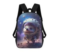 sinyumoney Kids School Backpack 3D Printed Hedgehog in Space Suit 17 Inch Backpack Rucksack Sports Backpacks for Boys And Girls Fashion Knapsack