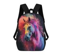 sinyumoney Kids School Backpack 3D Printed Horse Colorful Powder Backpack Rucksack Sports Backpacks For Boys And Girls Fashion Knapsack 17inch