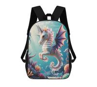 sinyumoney Kids School Backpack 3D Printed Hybrid Unicorn Seahorse Fry Backpack Rucksack Sports Backpacks For Boys And Girls Fashion Knapsack 17inch