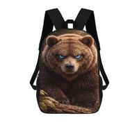 sinyumoney Kids School Backpack 3D Printed Intense Brown Bear with Glowing Eyes 17 Inch Backpack Rucksack Sports Backpacks for Boys And Girls Fashion Knapsack