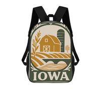 sinyumoney Kids School Backpack 3D Printed Iowa Farm Scene Illustration 17 Inch Backpack Rucksack Sports Backpacks for Boys And Girls Fashion Knapsack