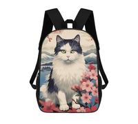 sinyumoney Kids School Backpack 3D Printed Japanese Cat 2 Backpack Rucksack Sports Backpacks For Boys And Girls Fashion Knapsack 17inch