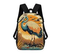 sinyumoney Kids School Backpack 3D Printed Japanese Crane Backpack Rucksack Sports Backpacks For Boys And Girls Fashion Knapsack 17inch